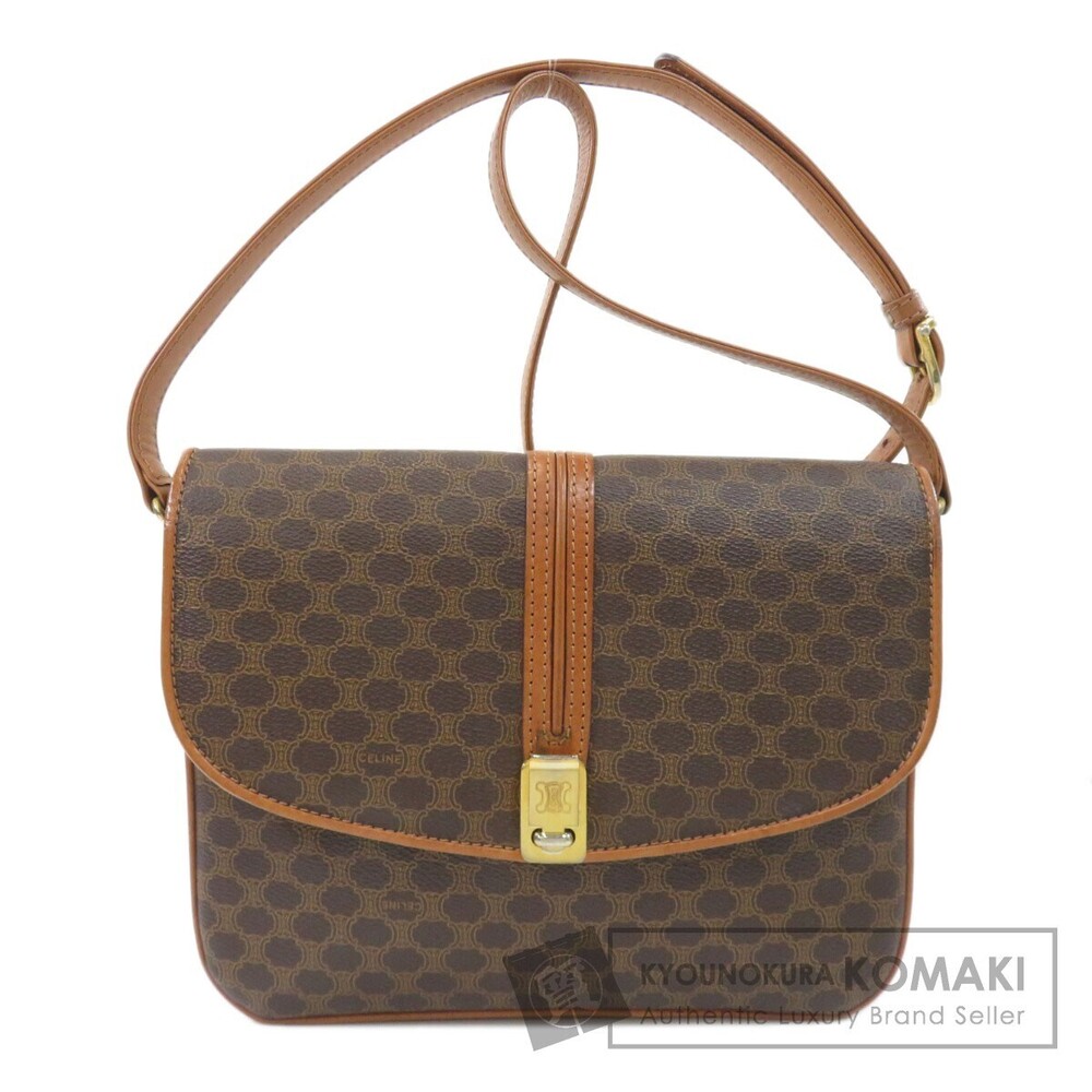 Celine Macadam Leather Brown Shoulder Bag